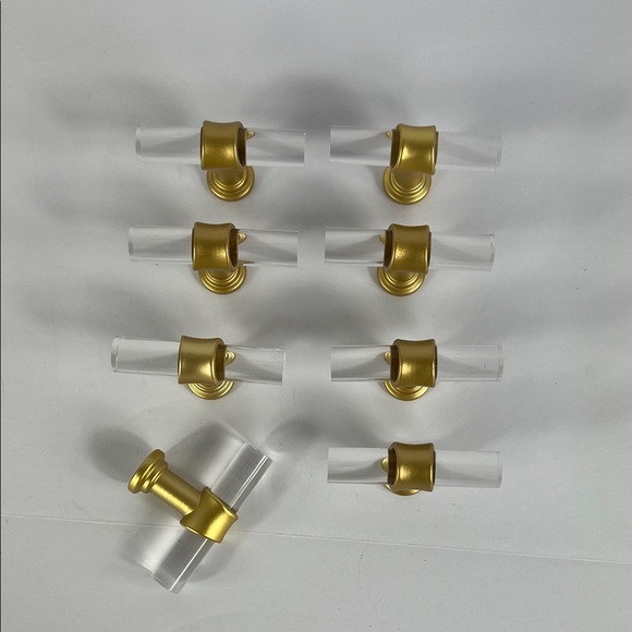Cabinet Drawer Knob Acrylic and Antique Gold Cabinet Knobs Hardware Set of 8 - Picture 3 of 6